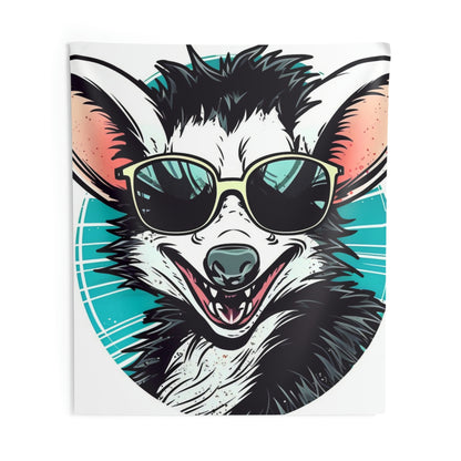 Joyful Opossum Retro Animation Indoor Wall Tapestries