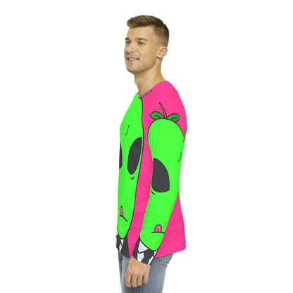 Apple Green Alien Teacher Professor Men's Long Sleeve AOP Shirt