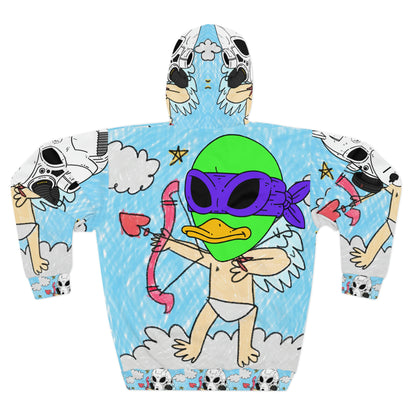 Valentine Cupido Flecha Ángel Corazón Visitante 751 Space Alien AOP Sudadera con capucha unisex