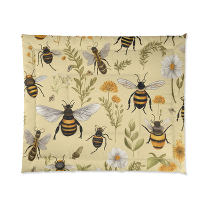 Whimsical Bees & Honeycombs Nature-Friendly Pattern Design Comforter