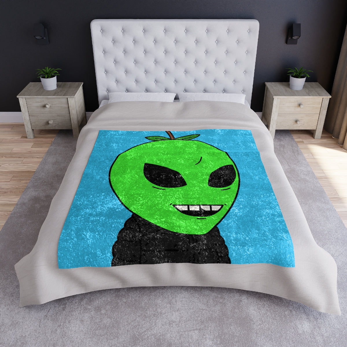 Green Apple Chipped tooth Visitor Smiling Crushed Velvet Blanket