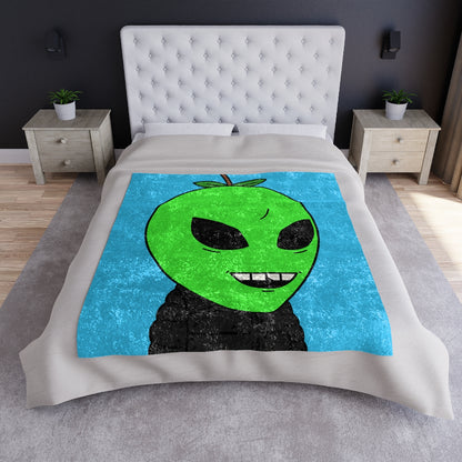 Green Apple Chipped tooth Visitor Smiling Crushed Velvet Blanket