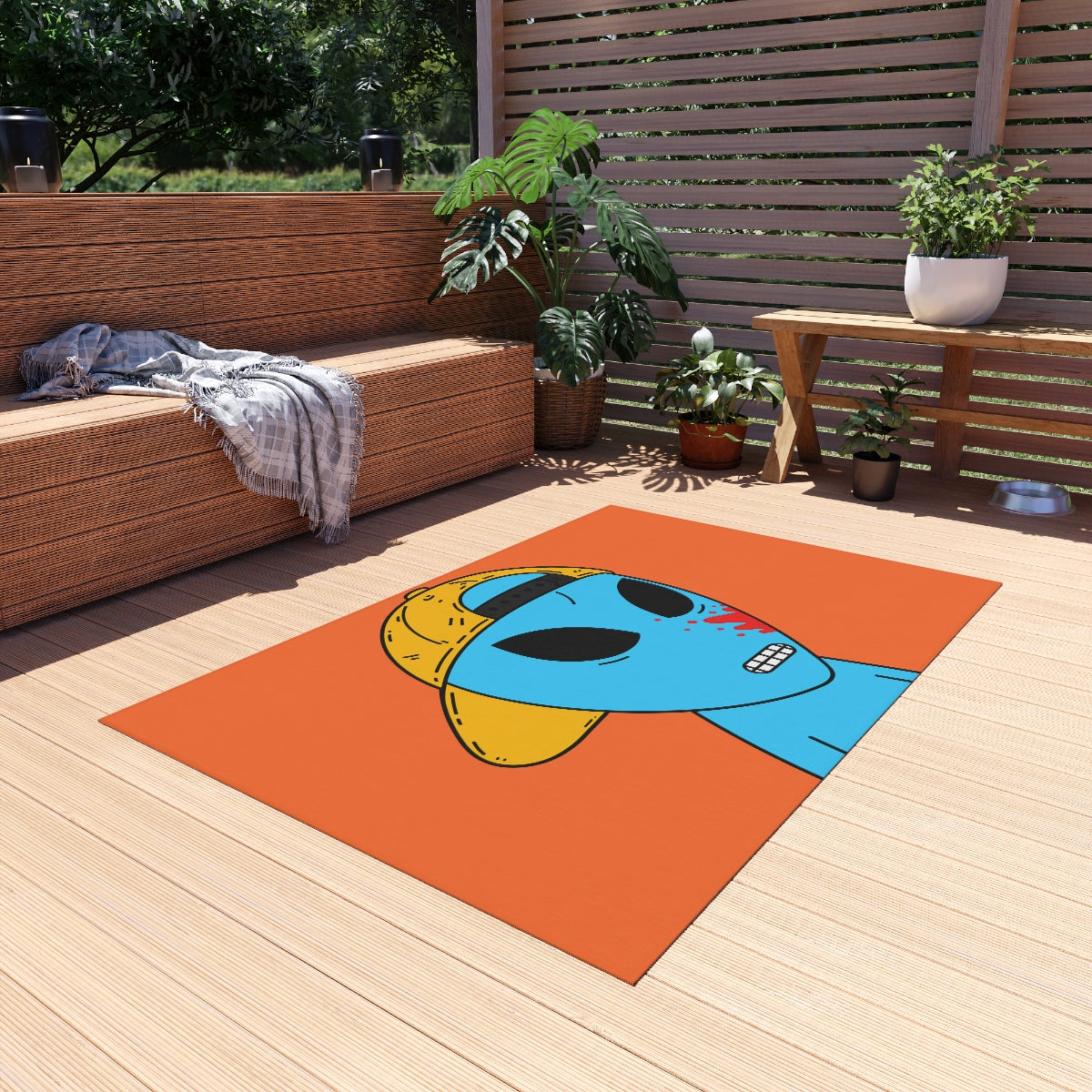 Blue Blood Visitor Alien Cartoon Outdoor Rug