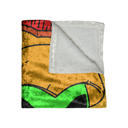 Green Spartan Helmet Alien Squid Mouth Visitor Crushed Velvet Blanket