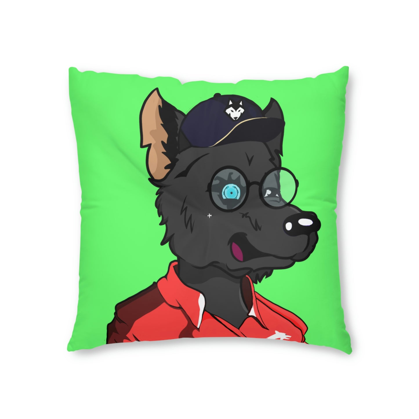 Cyborg Wolf Pack Red Sport Jacket Wolve Tufted Floor Pillow, Square