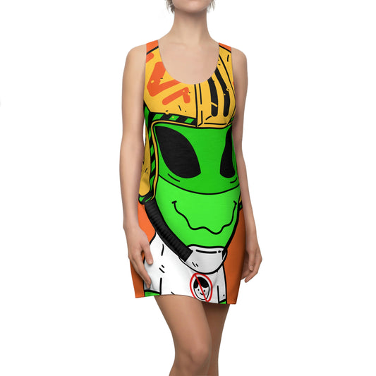 Alien Green Sporty Women's Cut & Sew Racerback Dress (AOP)