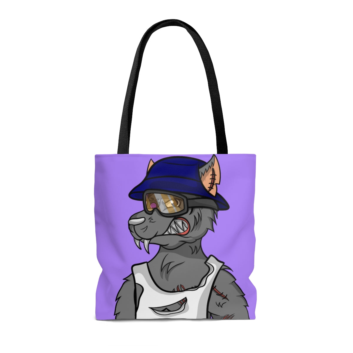 Werewolf Wolf Cyborg Ripped White Tank Top Sharp Fang Wolve AOP Tote Bag