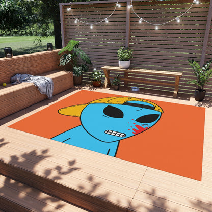 Blue Blood Visitor Alien Cartoon Outdoor Rug