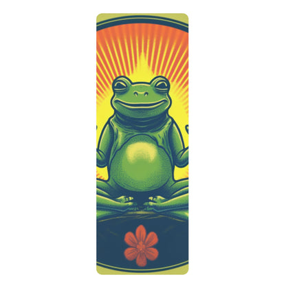 Namaste Yoga Frog Graphic Relaxing Amphibian Design: Rubber Yoga Mat