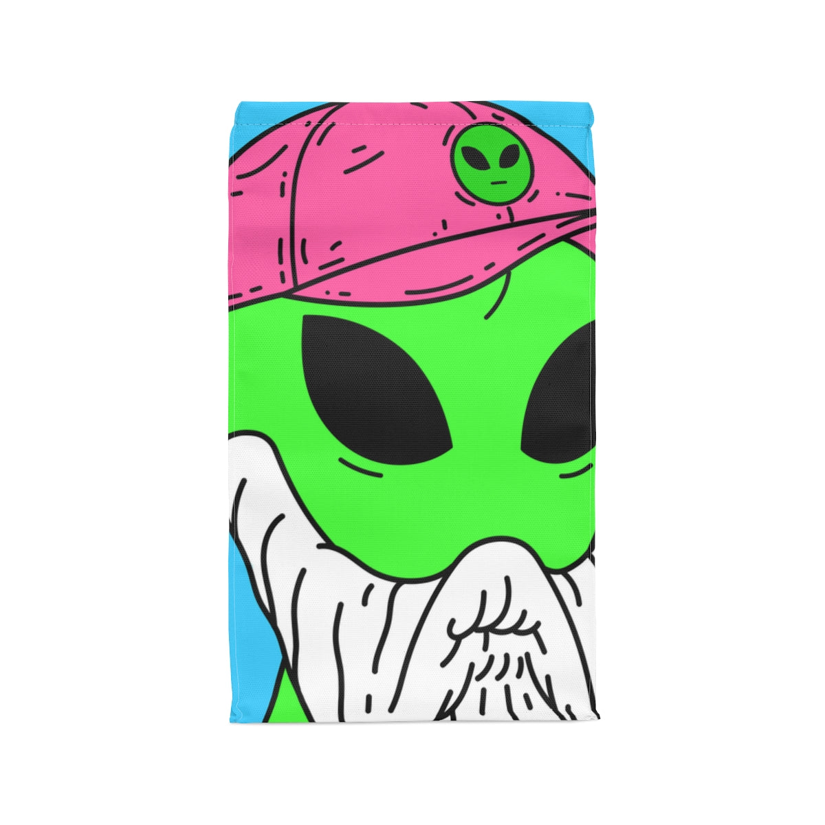 Bearded Green Visitor Pink Alien Hat Cartoon Comic Polyester Lunch Bag