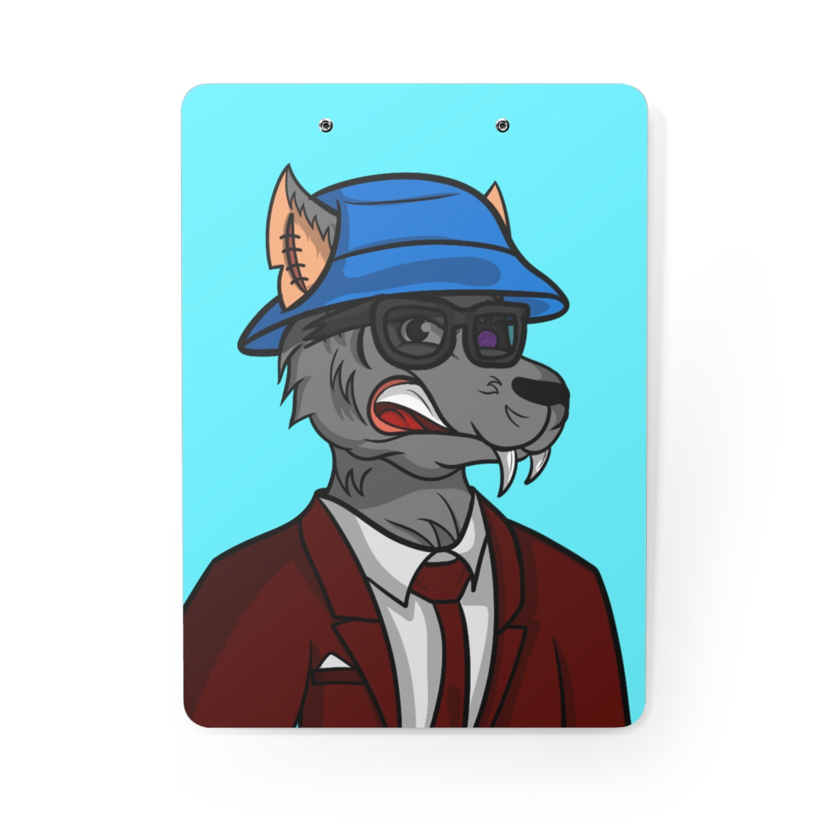 Business Casual Maroon Suit with Tie Cyborg Bucket Hat Werewolve Clipboard