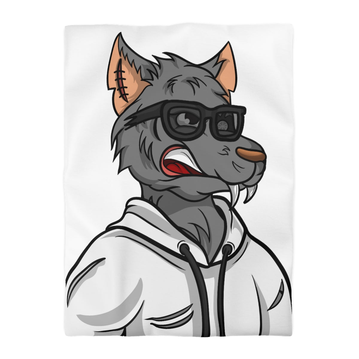 Cyborg Wolf Black Shades Sudadera blanca con capucha Funda nórdica de microfibra