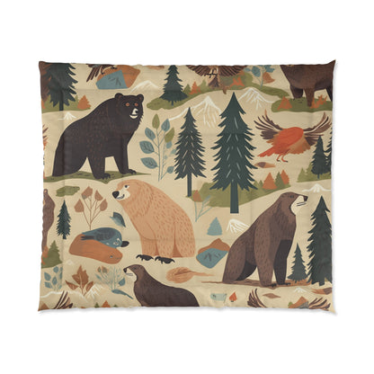 U.S. Wilderness Inspired: Grizzly Bears, Animals Pattern Comforter