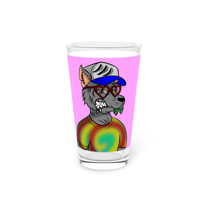 Heart Wolf Werewolve Tiedye Pint Glass, 16oz