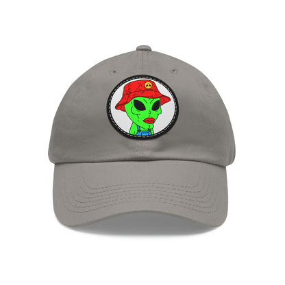 Old Alien Farmer Visitor Dad Hat with Leather Patch (Round)