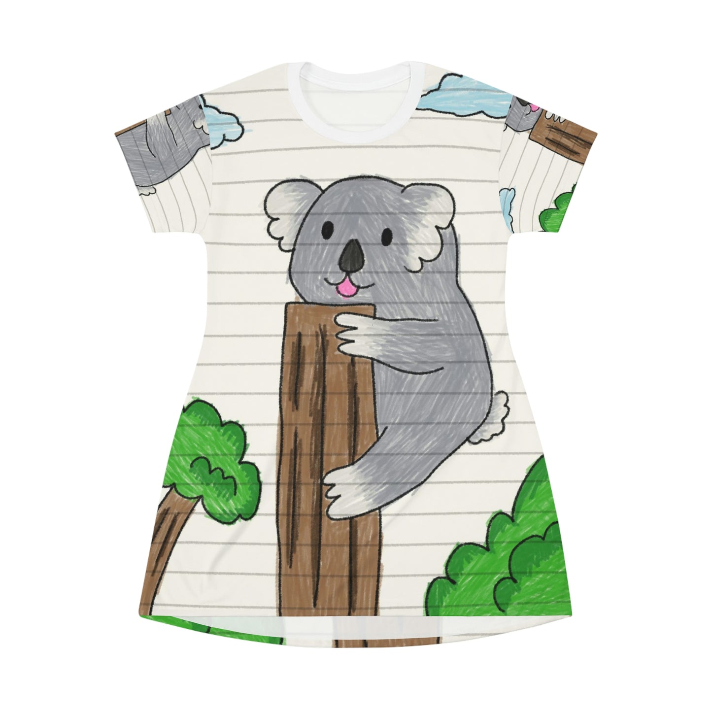 Koala Bear Animal Tree Climber All Over Print T-Shirt Dress