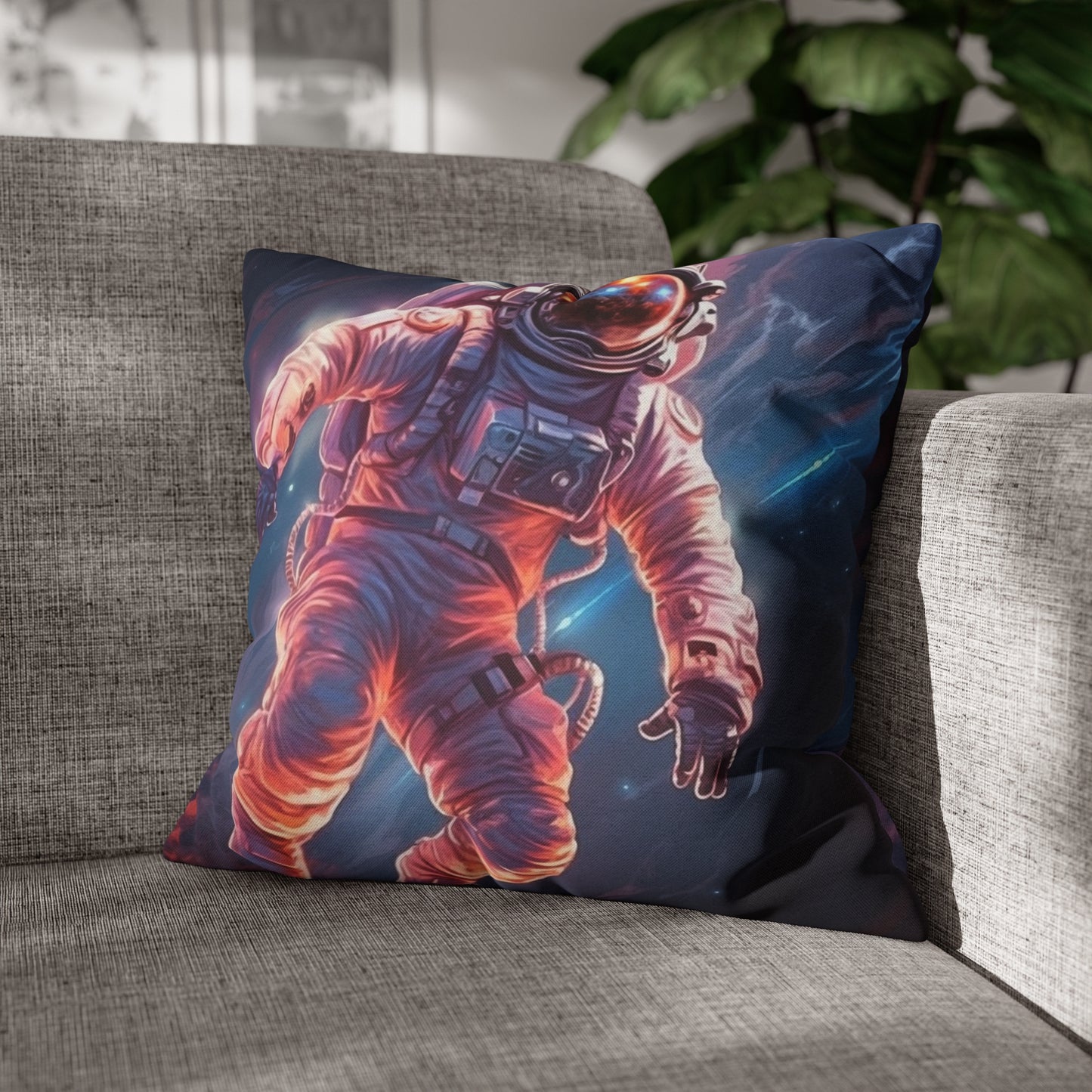 Astronaut Outer Space - Galaxy Starfield Art Spun Polyester Square Pillow Case