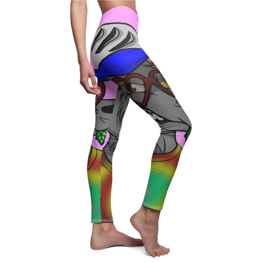 Valentine Heart Wolf Werewolve Tiedye Women's Cut & Sew Casual Leggings