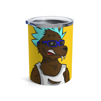 Vaso de lobo de hombre lobo de dibujos animados de pelo azul puntiagudo 10oz