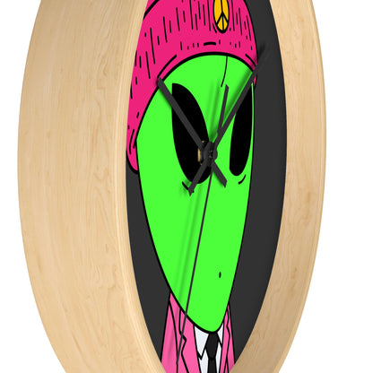 Peace Alien Pink Visi Suit Business Wall clock