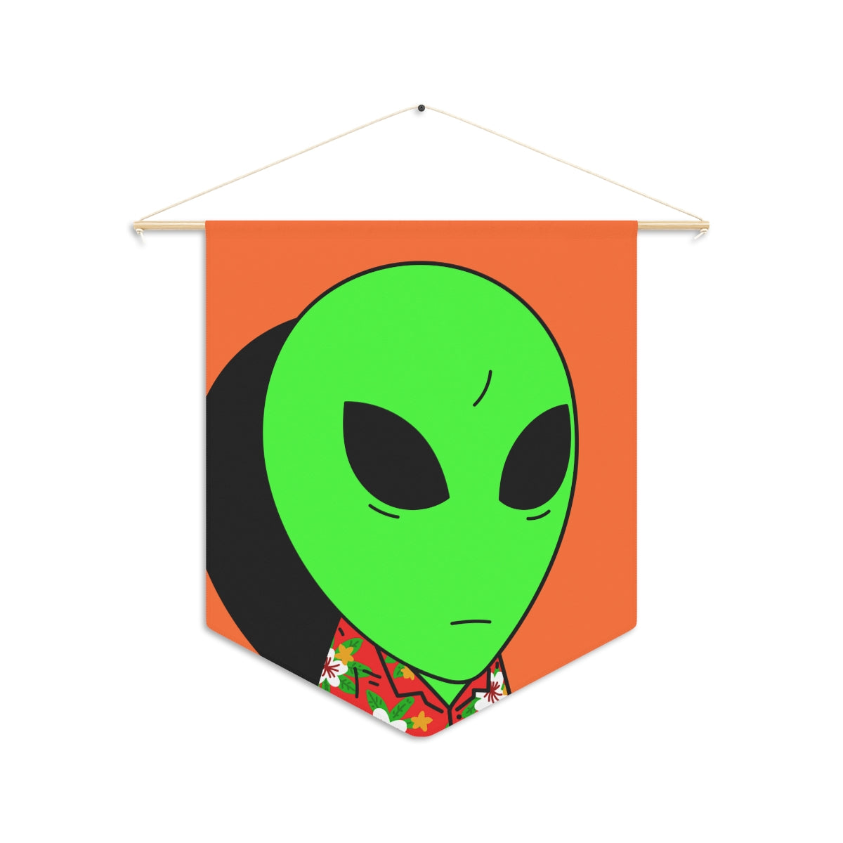 Hawaiian Shirt Green Alien Visitor Shadow Pennant