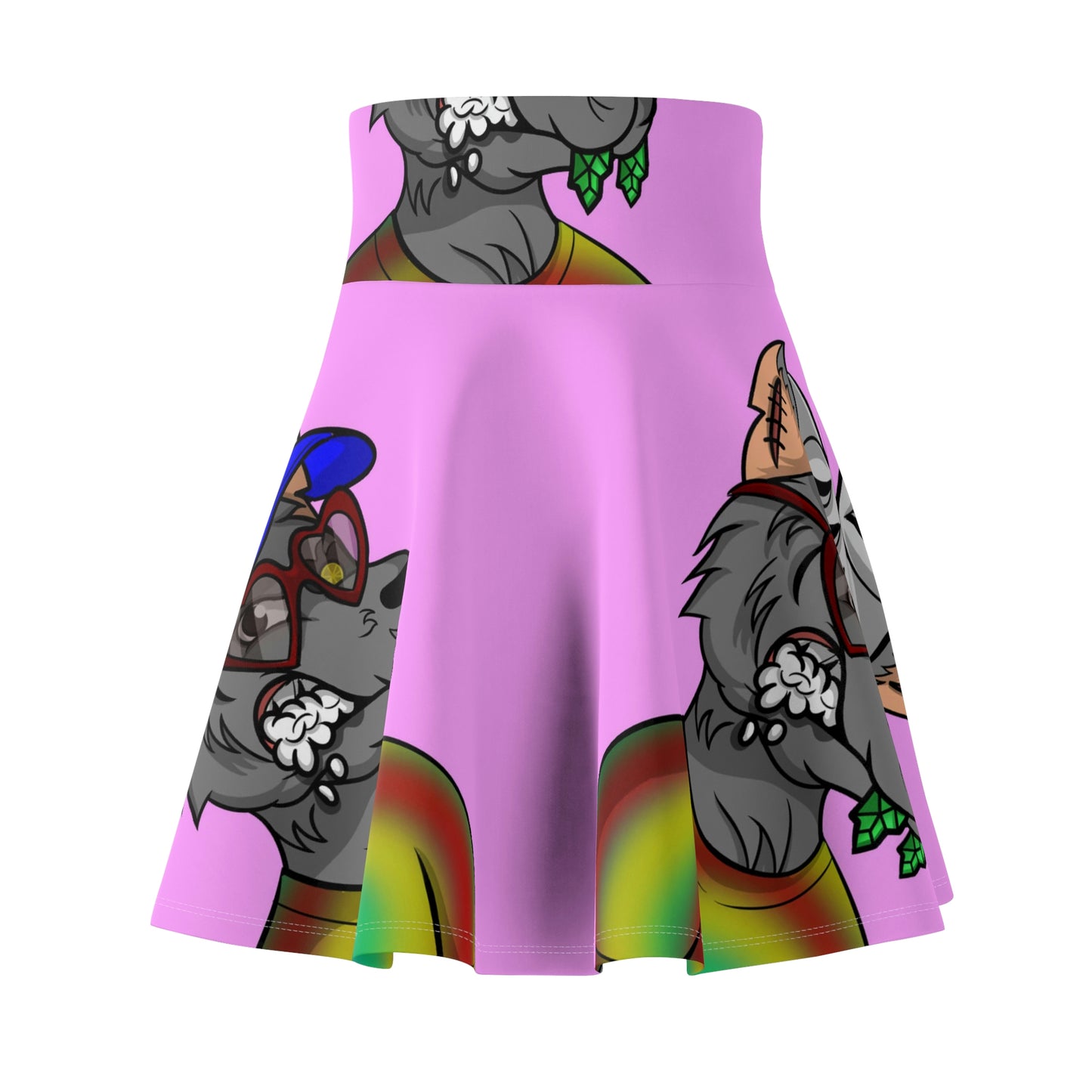 Valentine Heart Wolf Werewolve Tiedye Women's Skater Skirt