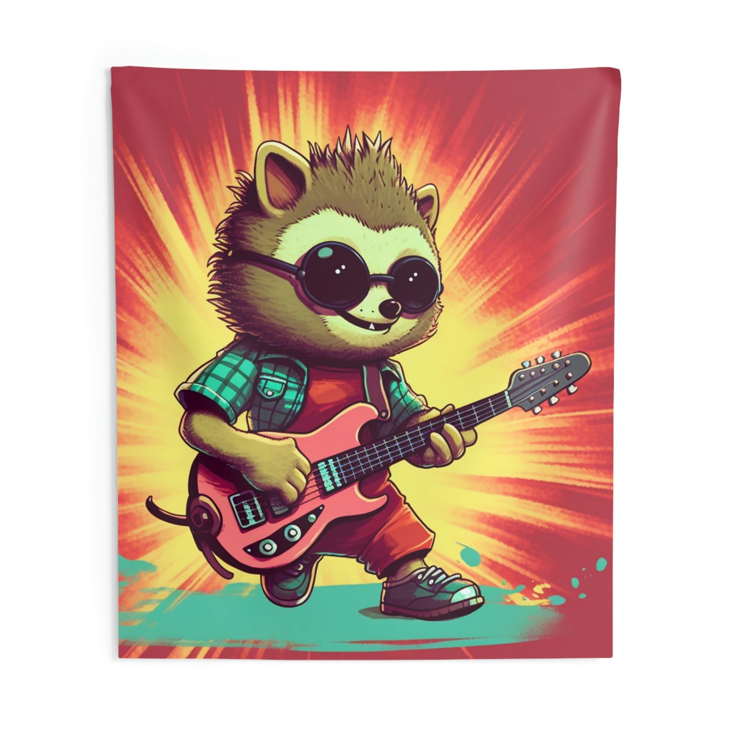 Hedgehog Animal Guitarist Anime Graphic Indoor Wall Tapestries