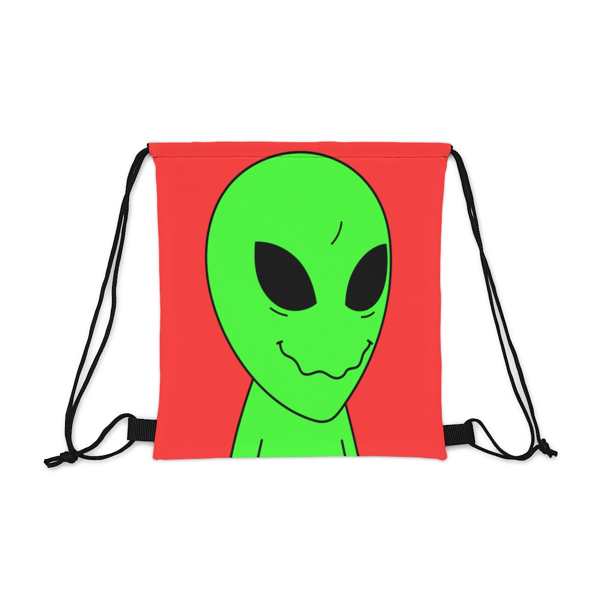 Green Smile Alien Visitor Outdoor Drawstring Bag