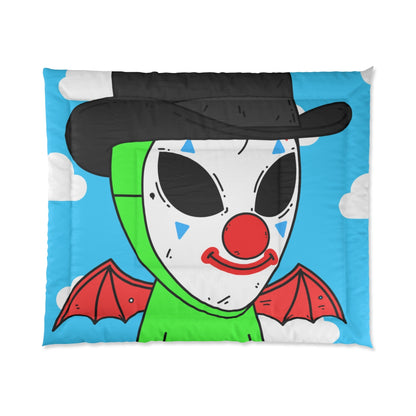 Clown Visitor Green Alien w/ Devil Wings Bed Comforter