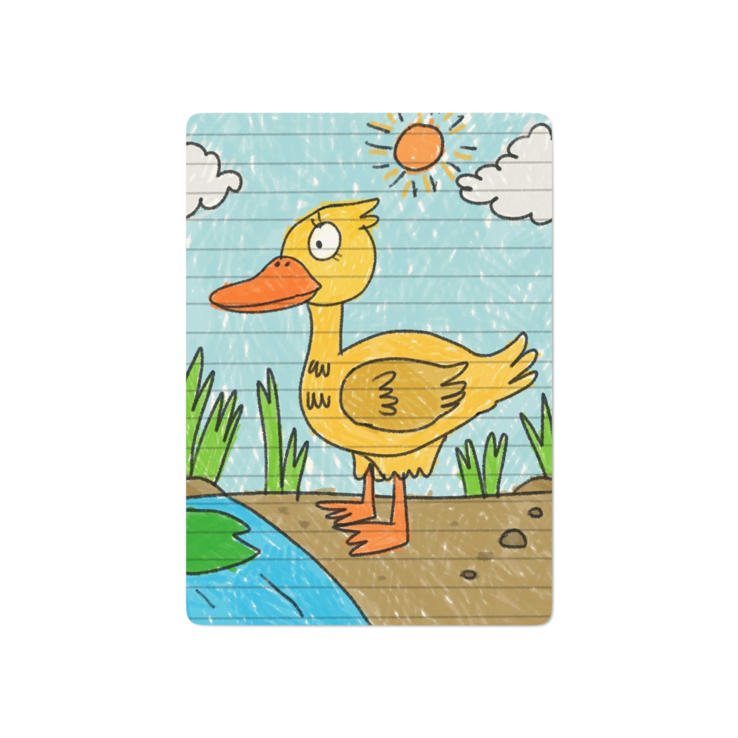 Cartas de póquer personalizadas con estanque de pájaros y pato amarillo