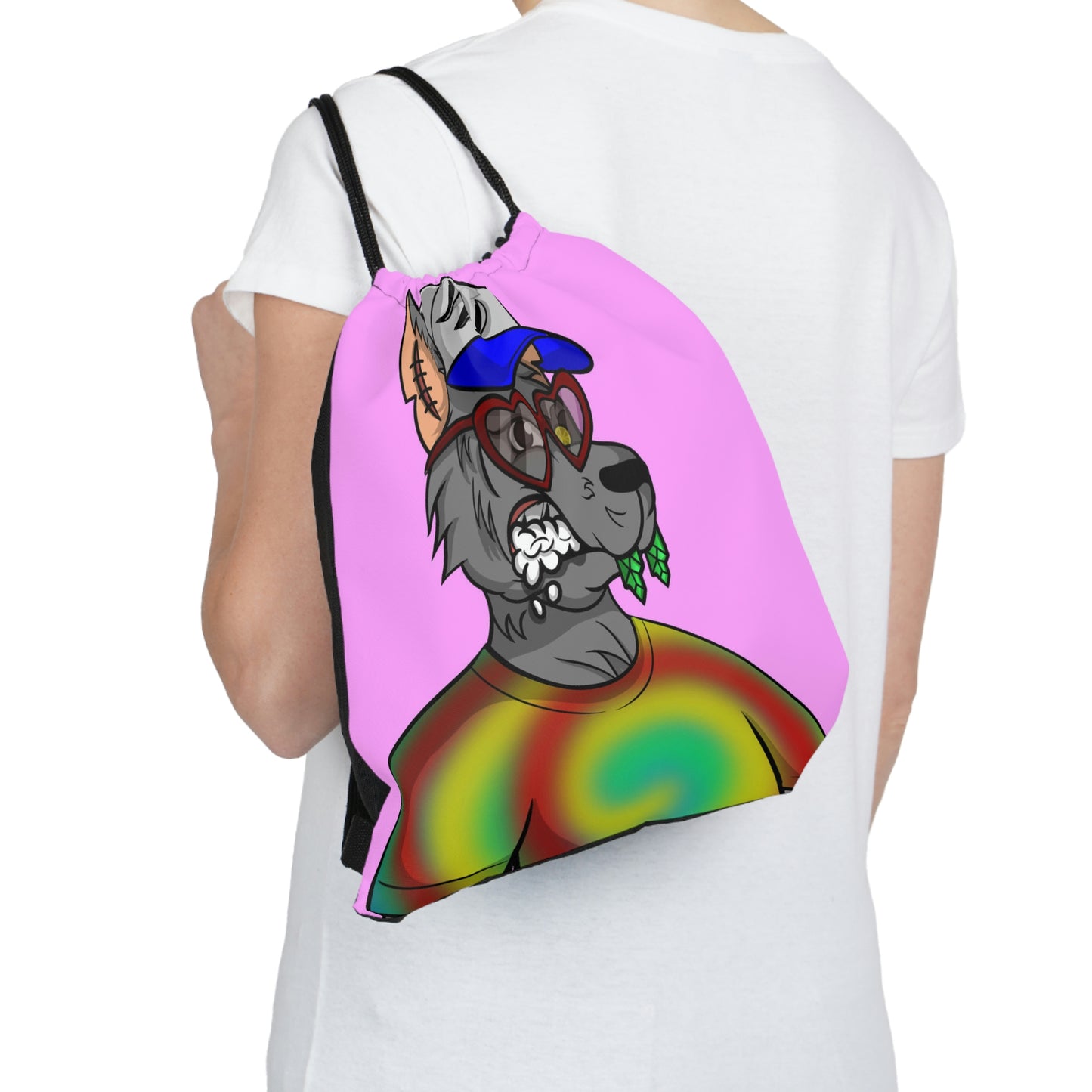 Valentine Heart Wolf Werewolve Tiedye Outdoor Drawstring Bag