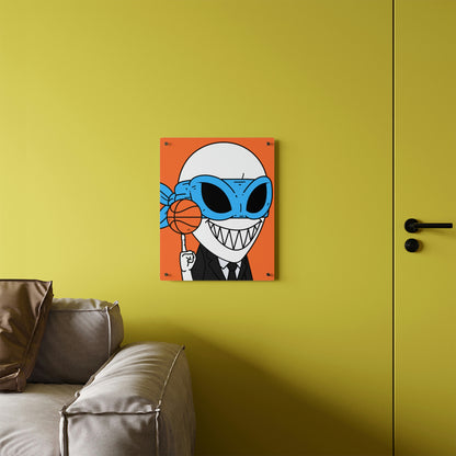 Alien BBall Sport Ninja Mask Orange Basketball Acrylic Wall Art Panels