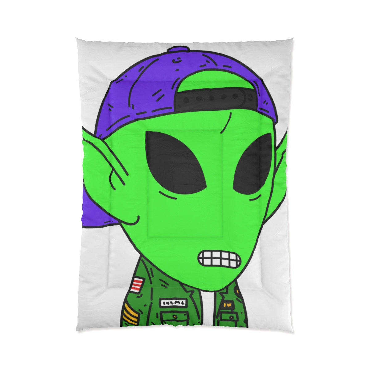 Green Military Army Jacket pointy ear Visitor Alien Bed Comforter