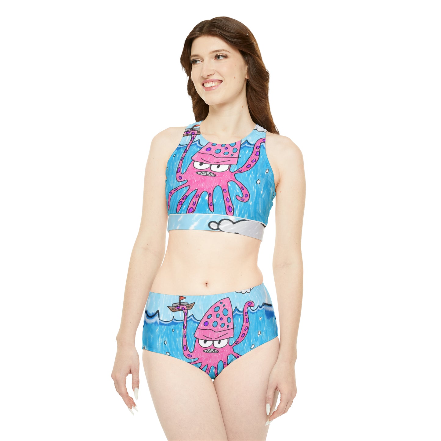 The Kraken Octopus Clean Graphic Sporty Bikini Set (AOP)