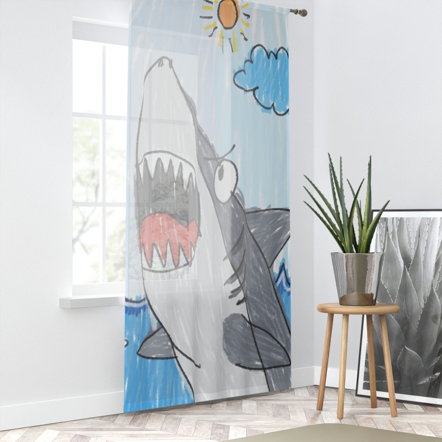 Shark Jaw Teeth Attack Ocean Sea Creature Window Curtain