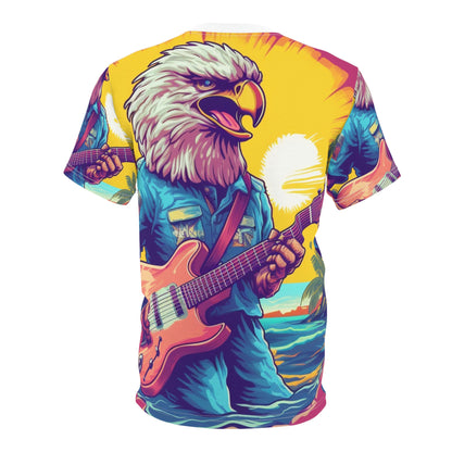 American Rock Star: Bald Eagle with Guitar Graphic Unisex Cut & Sew Tee (AOP)