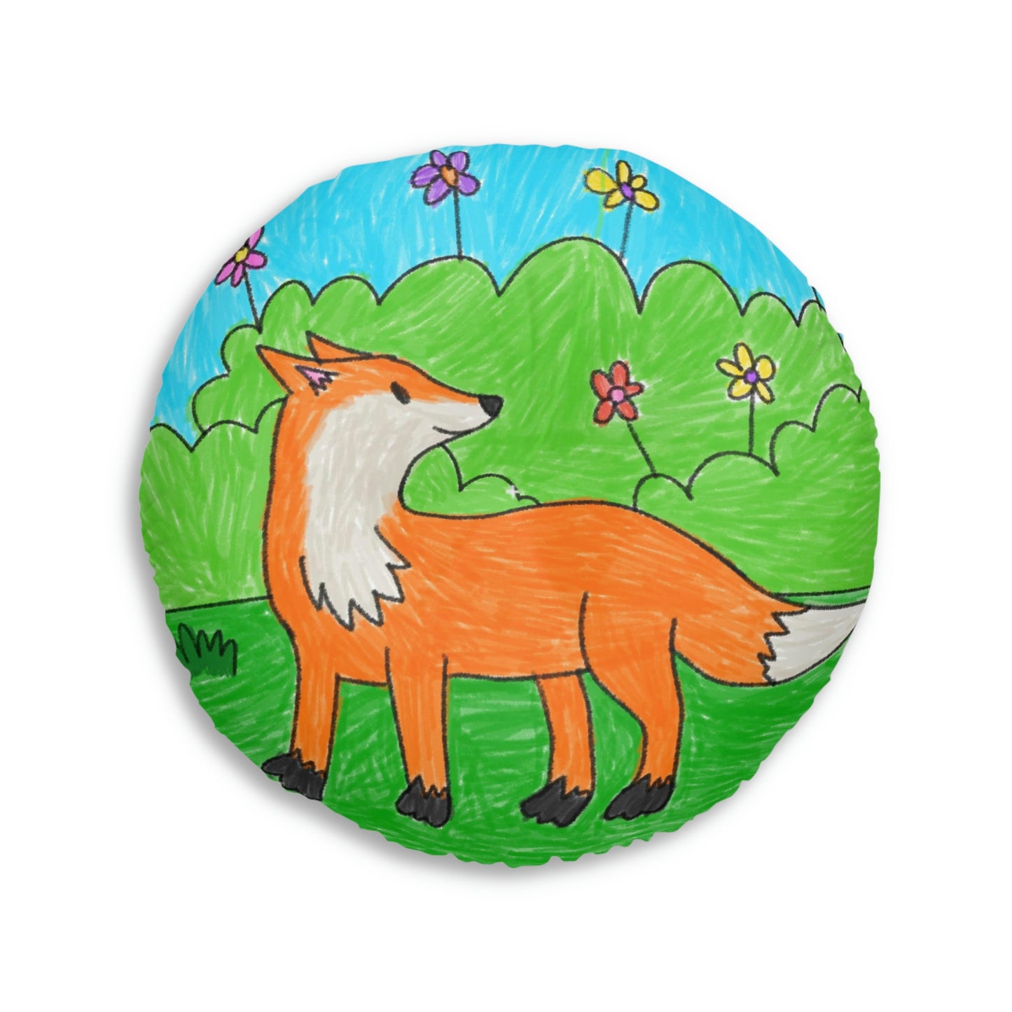 Fox Woodland Animal Foxy Tufted Floor Pillow, Round