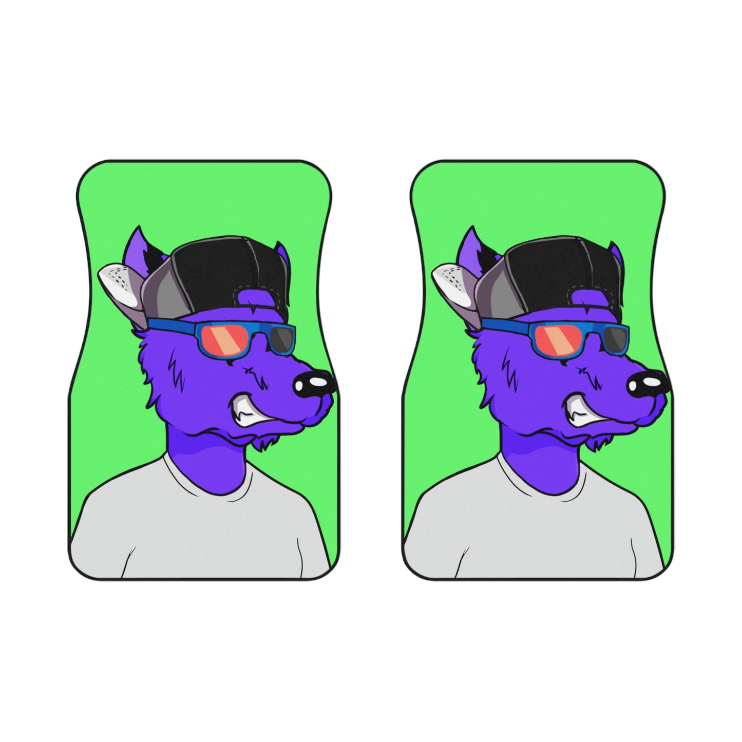 Cyborg Wolf Purple Fur Werewolve Car Mats (2x Front)