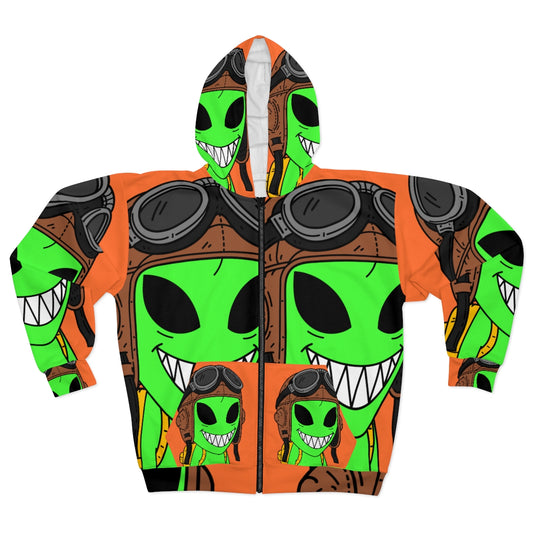 Air Force Aviator Alien AOP Unisex Zip Hoodie