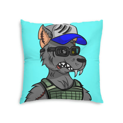 Army Vest Werewolve Cyborg Wolf Tufted Floor Pillow, Square