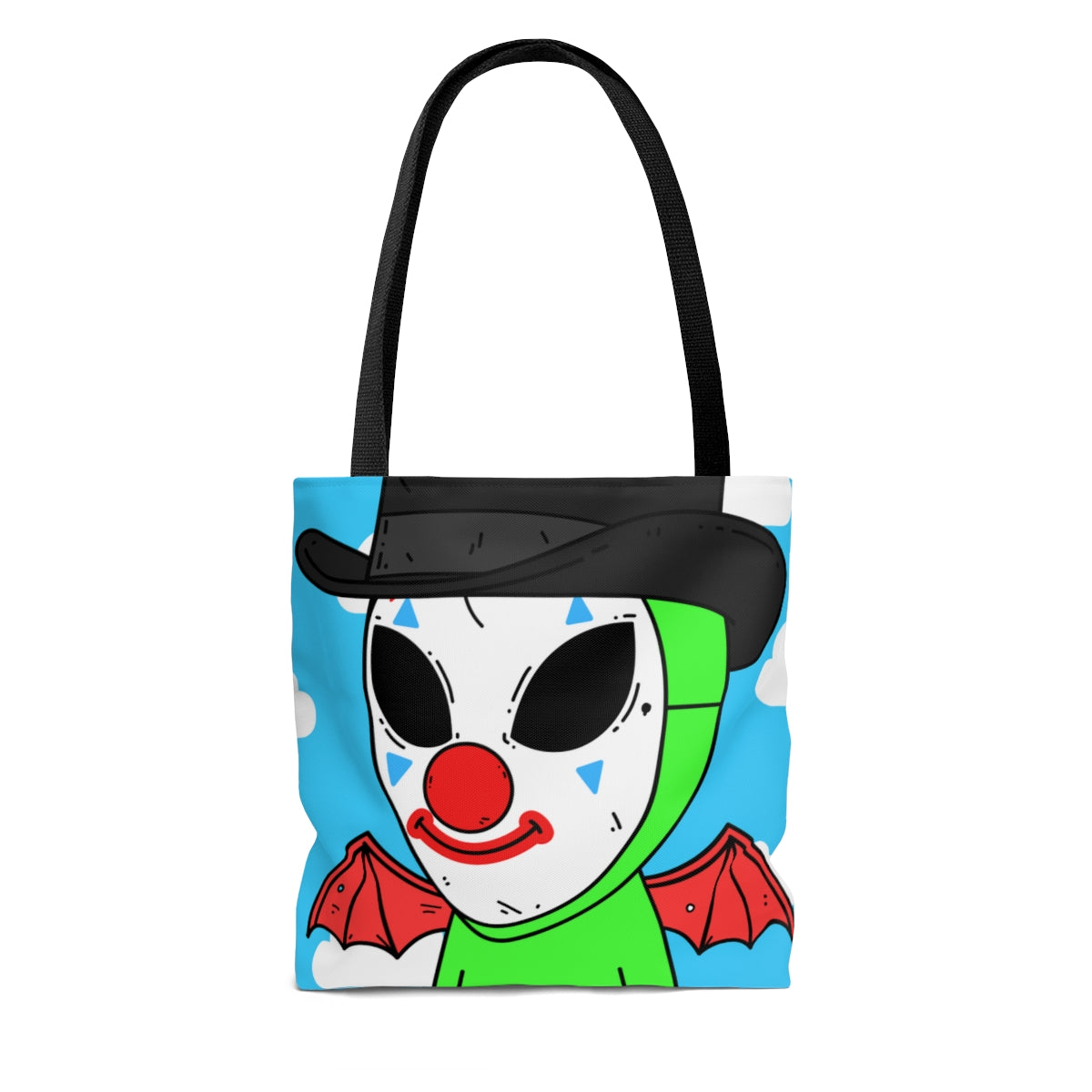 Clown Visitor Green Alien w/ Devil Wings AOP Tote Bag