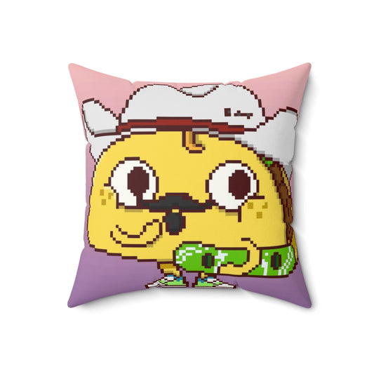 Hot Cowboy Taco Burrito Boarder Spun Polyester Square Pillow