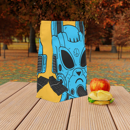 Armored Blue Peace Future Alien Cyborg Machine Visitor Polyester Lunch Bag