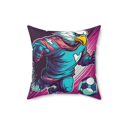 American Bald Eagle Soccer Sport Player Graphic Spun Polyester Square Pillow