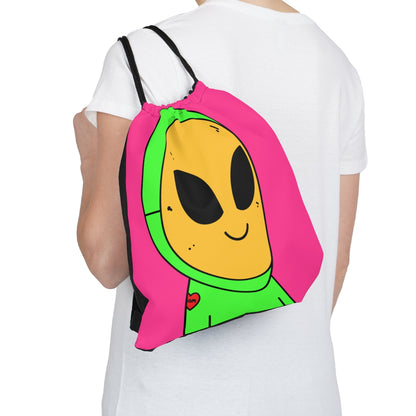 Máscara amarilla Visi Alien Mascarilla Visitante Mamá Tatuaje Corazón Al aire libre Mochila saco