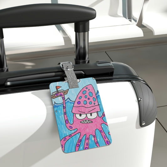 The Kraken Octopus Clean Graphic Saffiano Polyester Luggage Tag, Rectangle