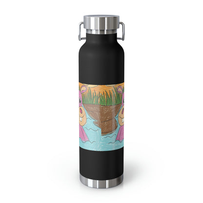 Hippo Hippopotamus Animal Creature Graphic Copper Vacuum Insulated Bottle, 22oz