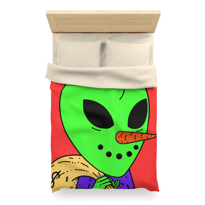 Money Bank Bag Snowman Green Visitor Alien Microfiber Duvet Cover