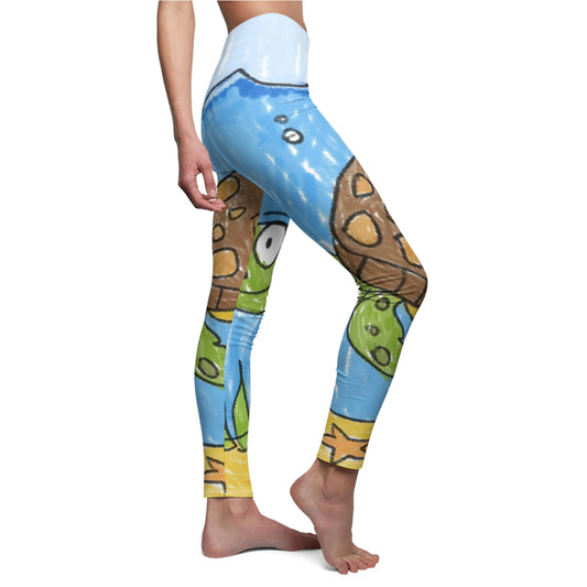 Sea Turtle Beach Sand Ocean Women's Cut & Sew Casual Leggings