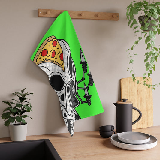 Knive Peppe Pizza Viz Wiz Armored White Future Alien Cyborg Machine Visitor Kitchen Towel